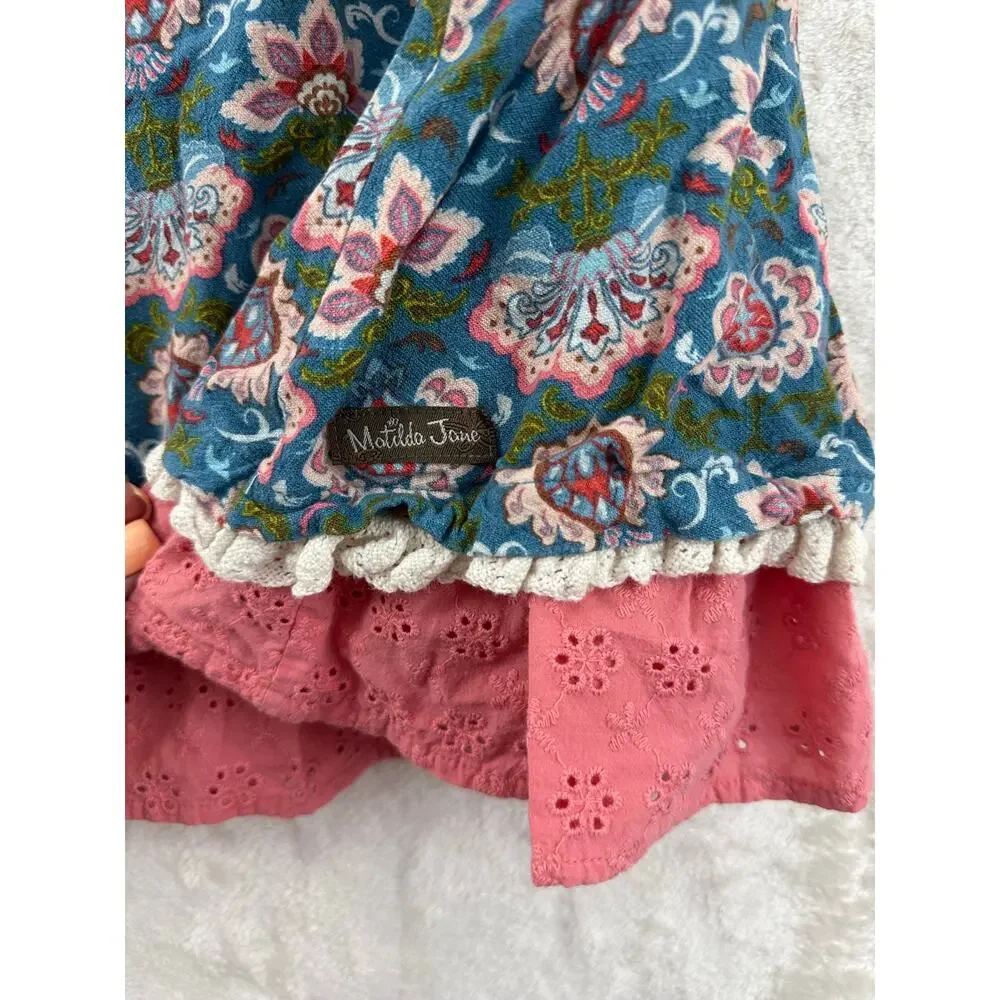 Matilda Jane Enchanted Garden Covington Dress 6 Girls Ruffle